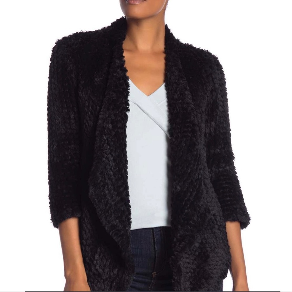 Black faux fur jacket/throw size XS/S